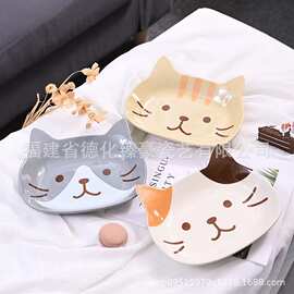卡通日式创意陶瓷猫造型盘家用厨房调味碟甜点点心餐盘骨头碟托盘