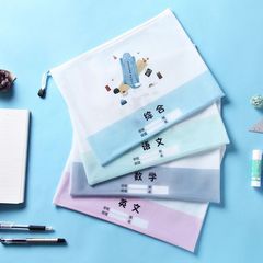 Subject Classification Zipper Large Capacity Work Sheet Storage Bag PVC Waterproof Student Stationery Handheld