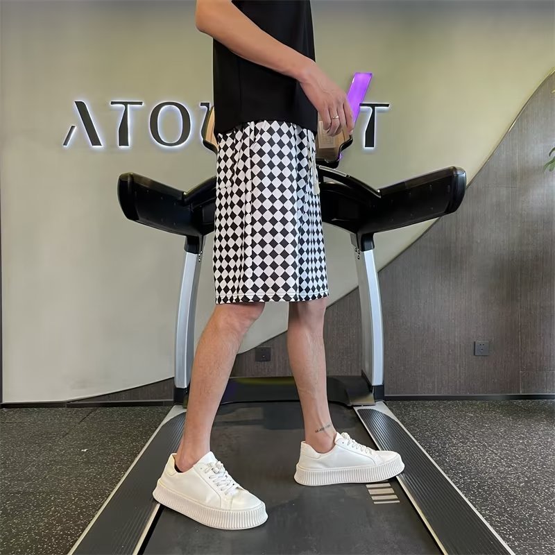 Short d'été fin pour hommes, marque de mode, taille élastique, portant de beaux gros caleçons ruffian, cinq points-imprimable_voghion.com