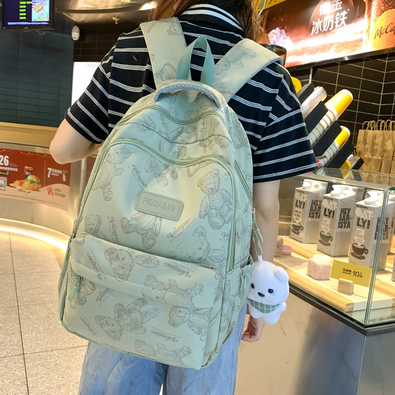 学生涂鸦潮流背包高中初中女书包简约双肩大容量两件套背包补习袋|undefined