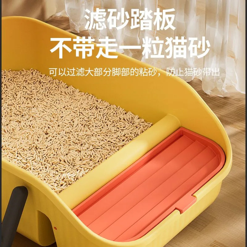 Lavabo de arena para gatos de gran tamaño semi-cerrado anti-sacar inodoro para gatos extragrande caja de arena para gatos abierta suministros para mascotas al por mayor