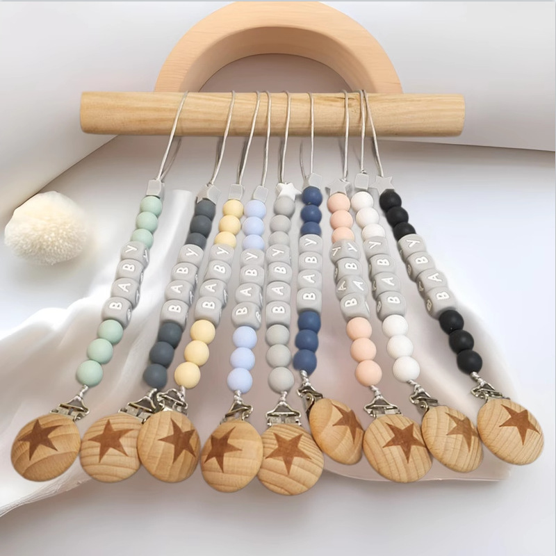 Beech Star Pacifier Anti-drop Chain Baby Gum Anti-drop Chain Baby Grinding Stick Toy Lanyard Clip Fixed