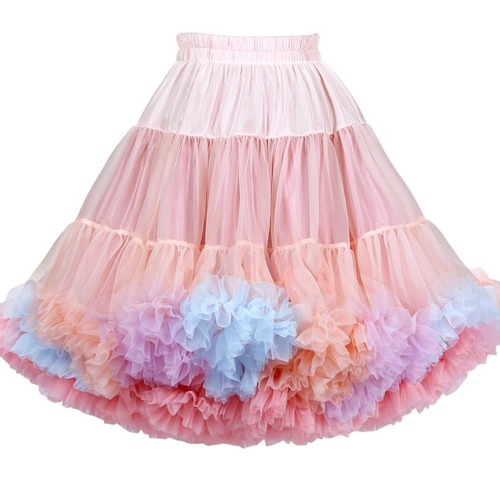 Plus size TUTU skirt lolita skirt support rainbow fart parent-child outfit soft gauze Lolita dress marshmallow mesh skirt