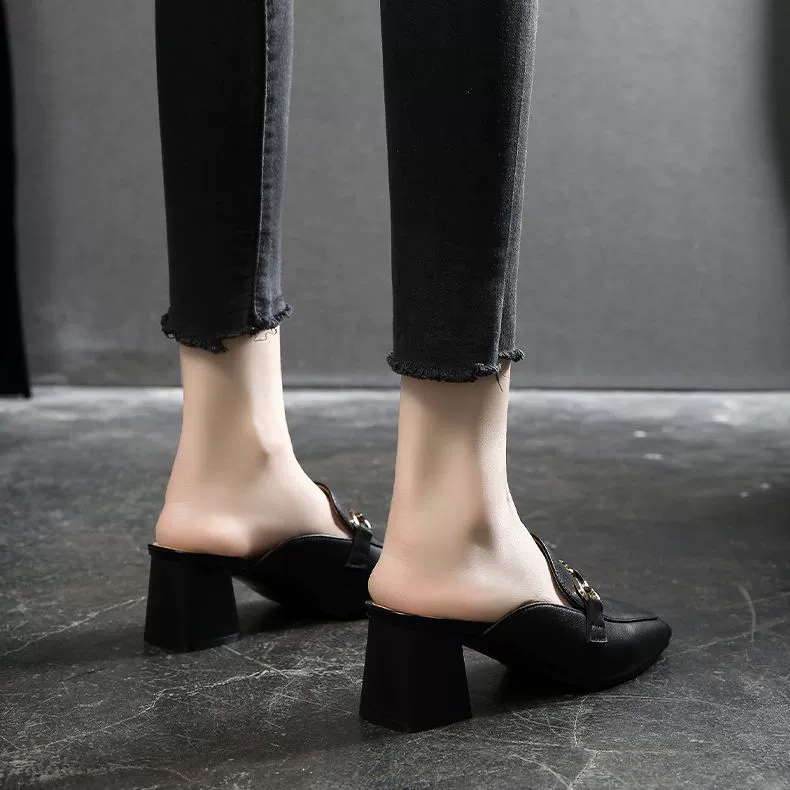 Баотоу тапочки женские летние модные толстые каблуки