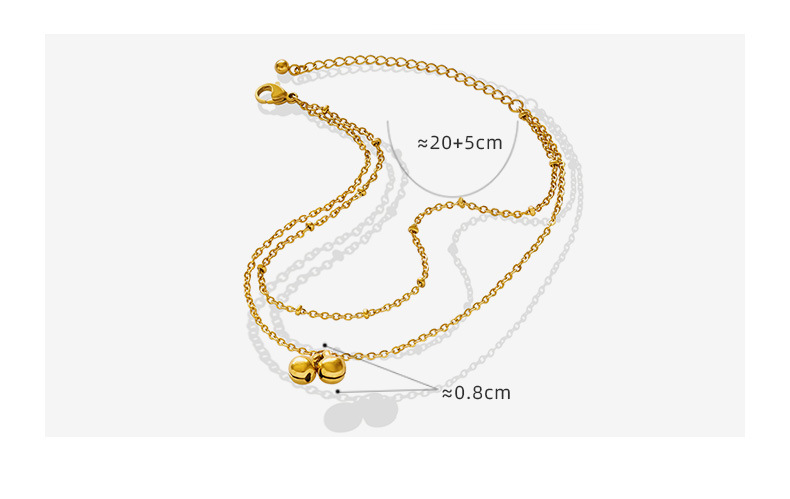 Fashion Double-layer Chain Bell Anklet New Titanium Steel Plated 18k Gold display picture 1