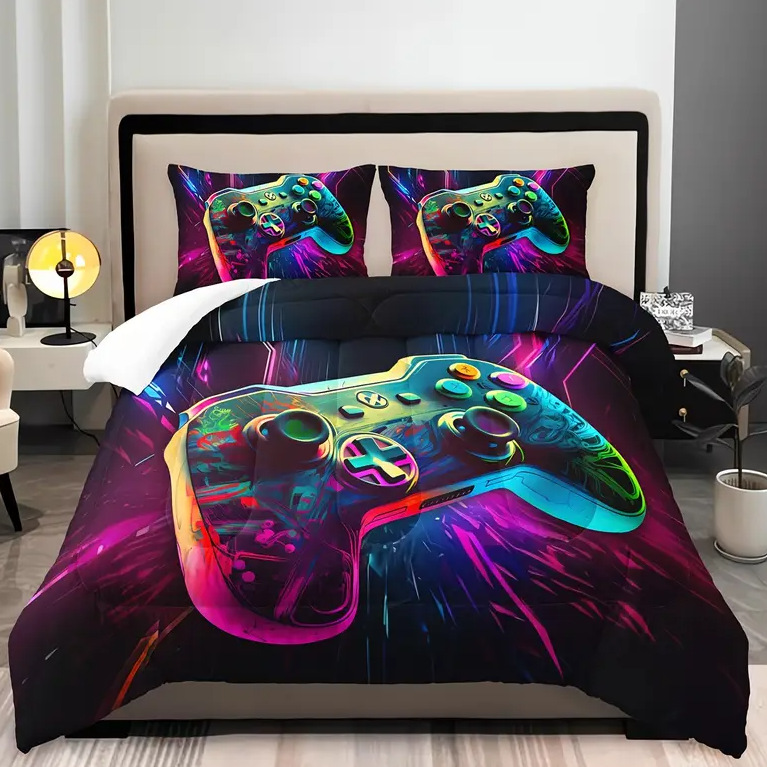 TEMU / JIT transfronterizo hogar "Manuja de juego cool" impresión digital 3D 180gms colcha colcha almohada conjunto