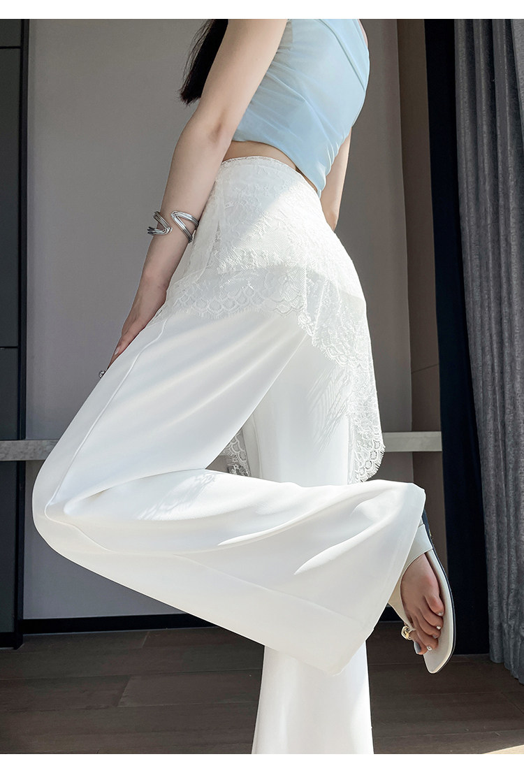 Quần culottes nữ ống rộng cạp cao ren eo phong cách Hàn Quốc — màu đen chi tiết 34