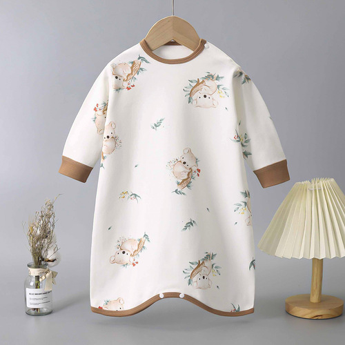 Infant sleeping bag 2024 spring and autumn new pure cotton Category A baby robe newborn anti-kick quilt sleepwear home clothes