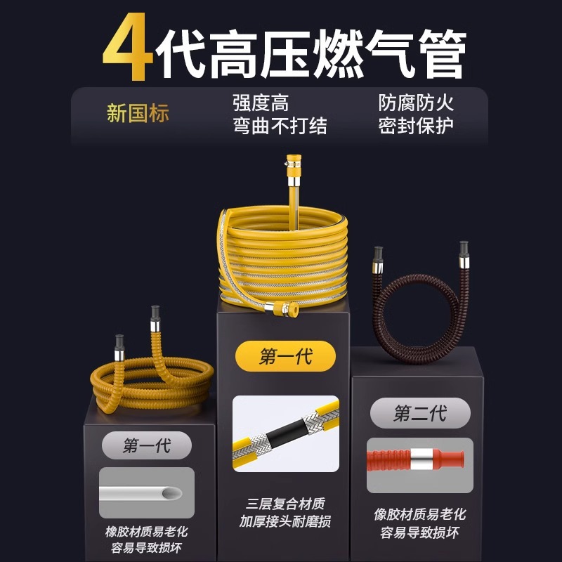 Gas pipe hose gas pipe high pressure explosion-proof natural gas liquefied gas pipe gas stove gas tank metal connection