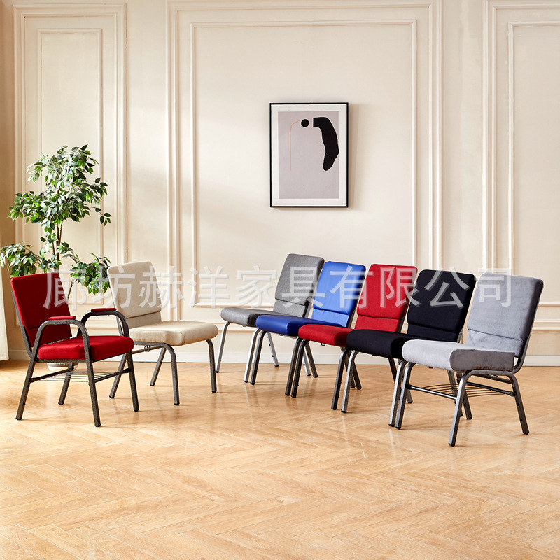 Silla plegable de tela suave para iglesia y auditorio, asiento con respaldo para conferencias y entrenamiento image 3