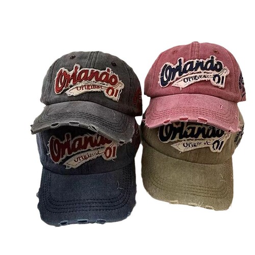 Vintage American Retro Washed Denim Baseball Cap for Women Large Head Wide Brim Hat to Make Face Look Smaller Men's Duckbill Hat