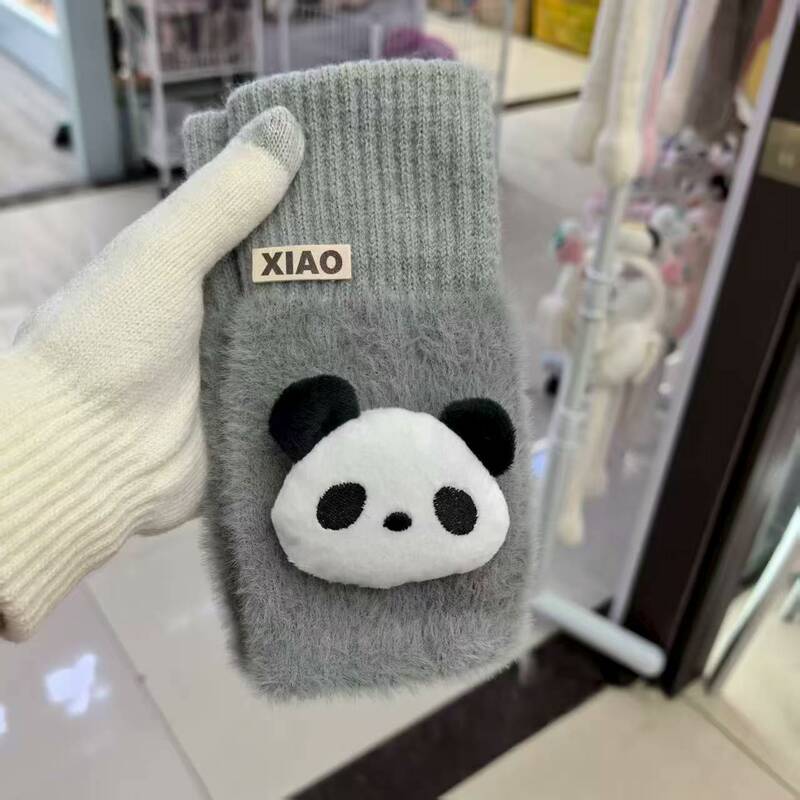 新款ins风半指毛绒手套高颜值公主保暖秋冬款手套可触屏学生上课|undefined