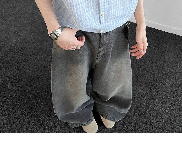 Herren Kurzarmhemd In Hellblau Kariert Lockere Passform Sommer_voghion.com
