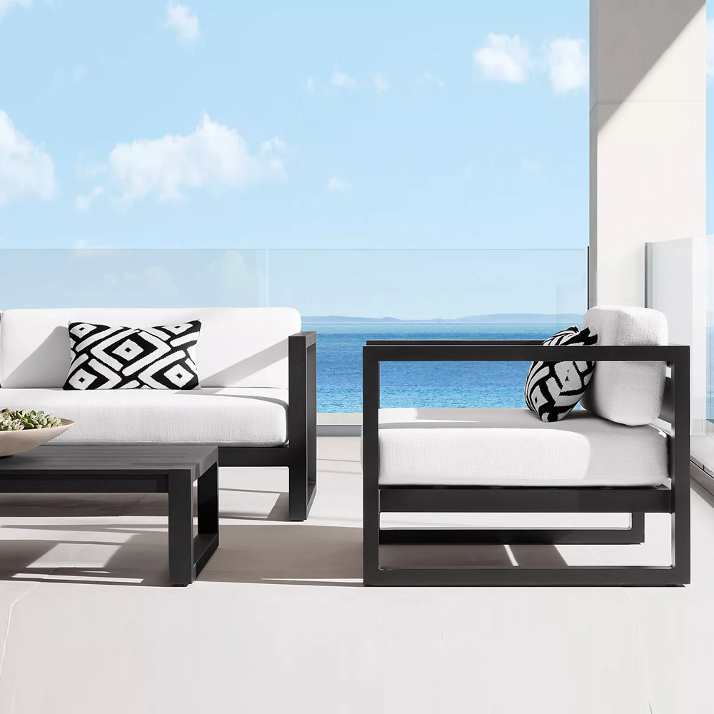 Sofá al aire libre esquina patio al aire libre jardín terraza casa modelo simple silla china impermeable sol muebles de aleación de aluminio