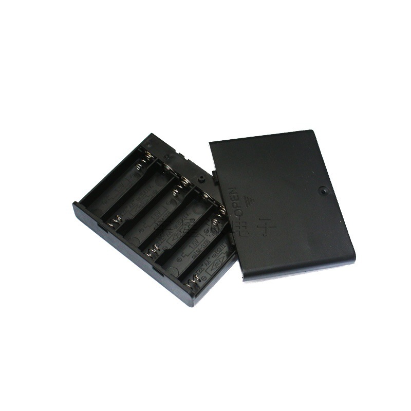 电池盒 六节五号带开关 带盖子 可装6节5号电池 带粗线