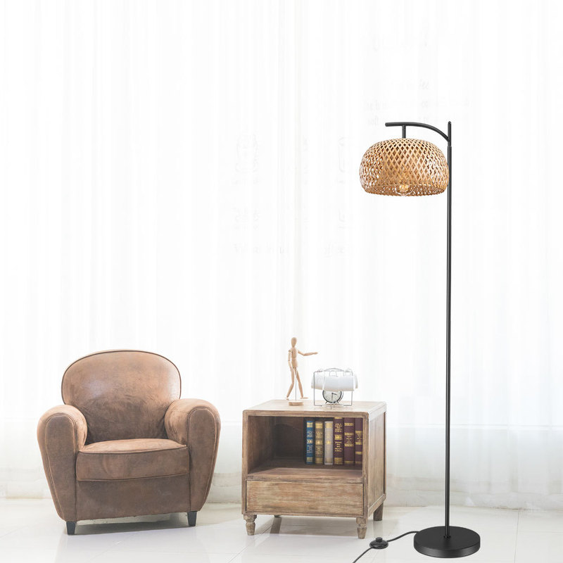 Cross-border e-commerce retro bamboo floor lamp farmhouse style dining room bedroom living room bamboo floor lamp