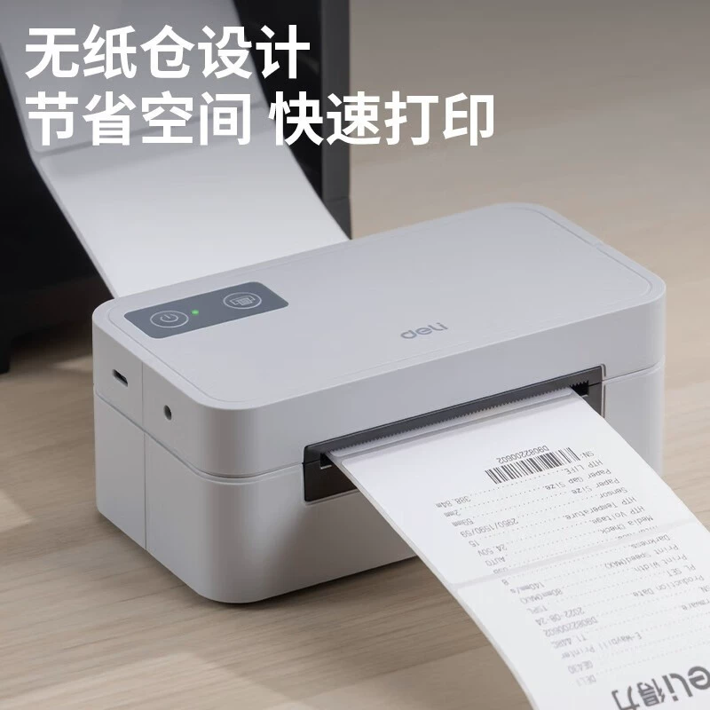 Label printer (deli) GE430, 40–80 mm print width, compact auto‑feed, Bluetooth option