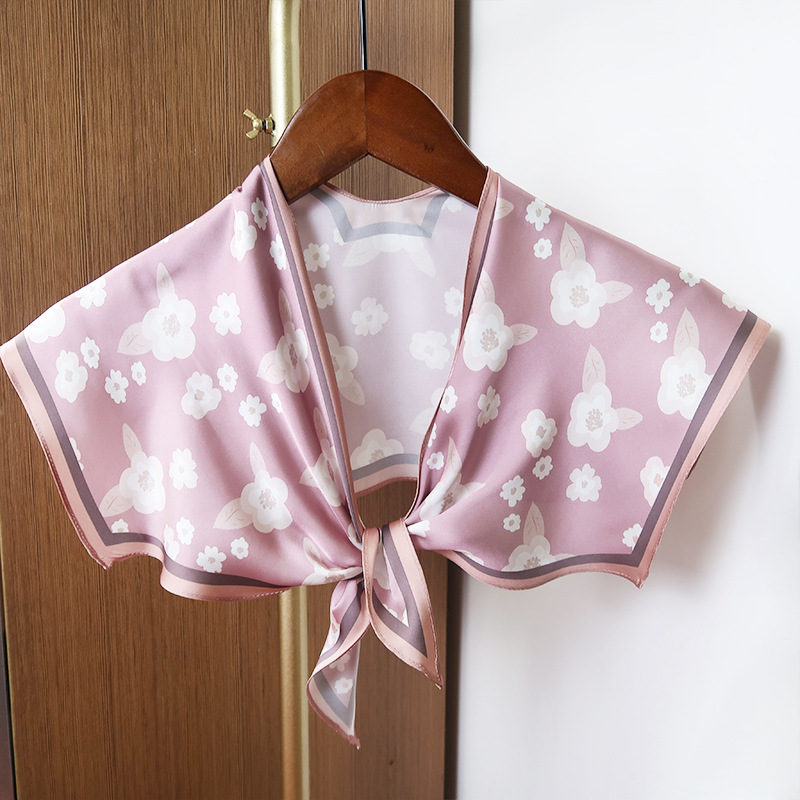 2025 nuevo bufandas de seda hexagonal bufandas de hombro alta sensación de moda de diseño minimalista de seda simulada bufandas temperamento universal