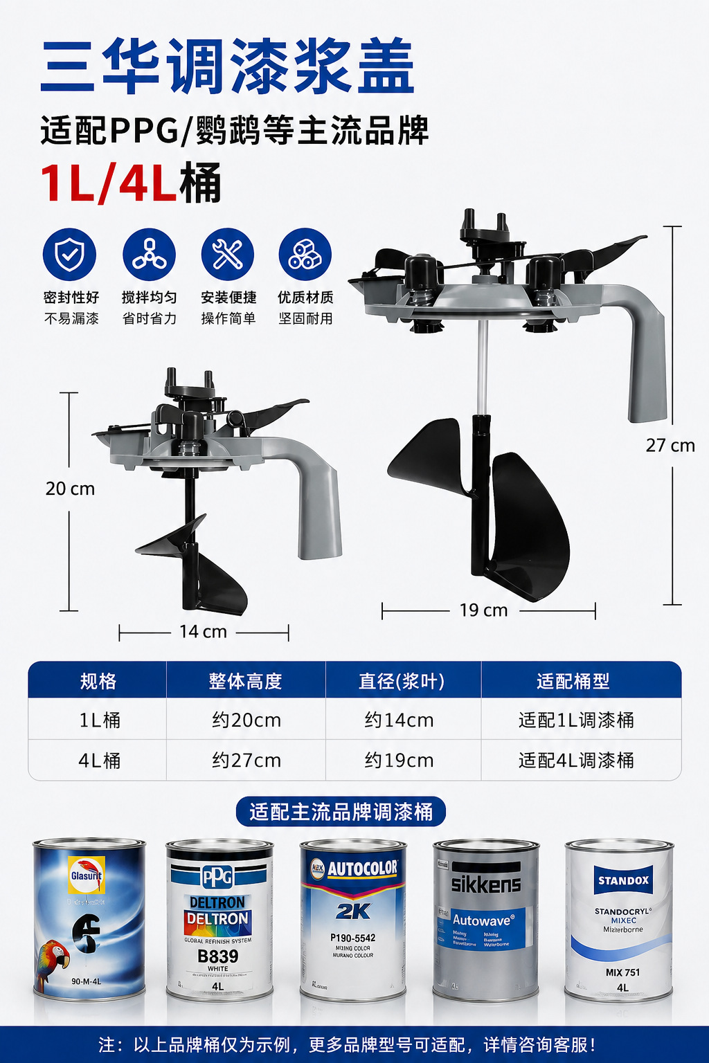 Sanhua Paint Mixing Lid 1L/4L Universal Ppg Car Paint Bucket Mixing and Color Matching Sealing Leak-Proof Paint Mixing Tool