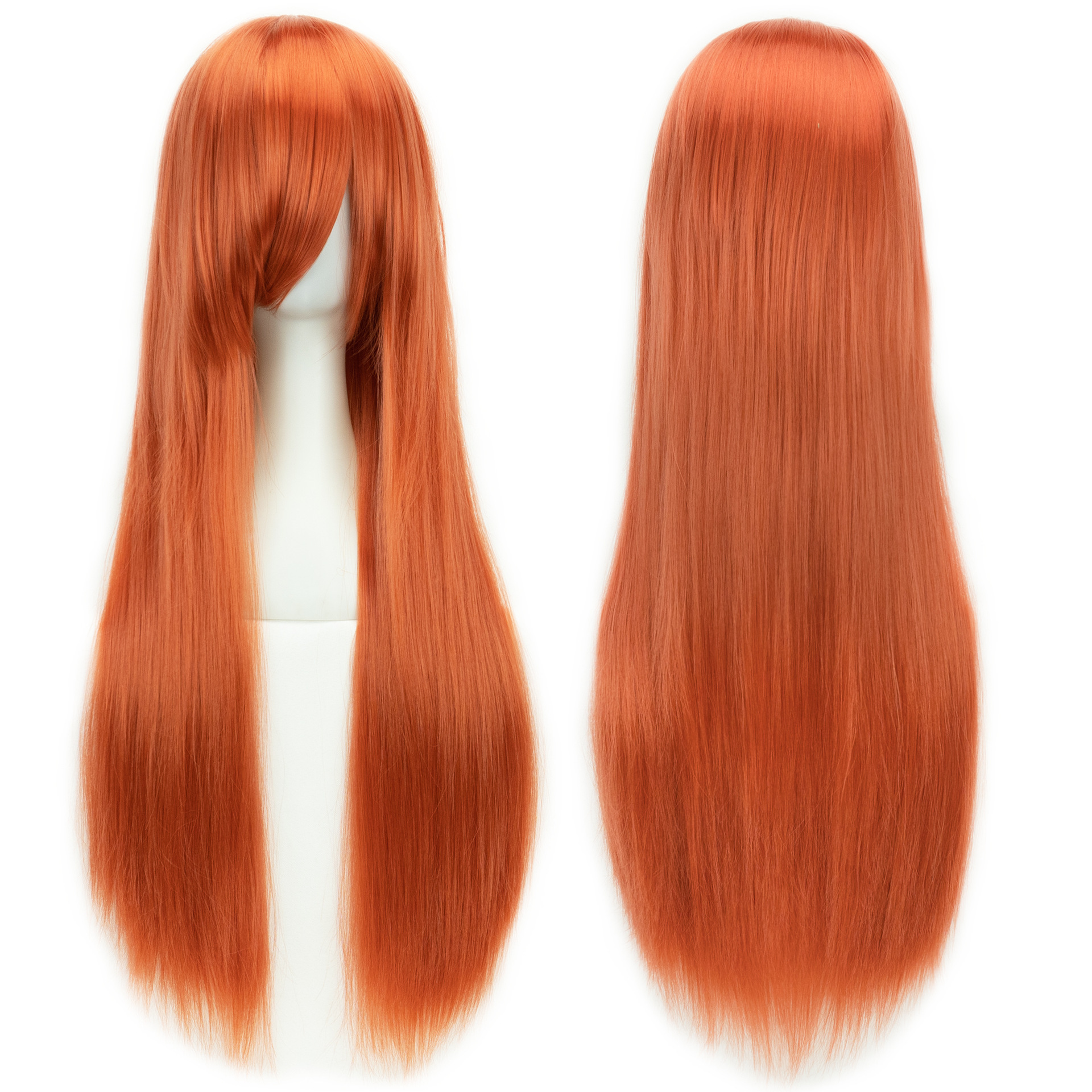 Peluca Larga Recta para Cosplay de 80 cm con Flequillo Oblicuo Sintética image 31