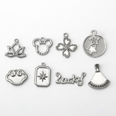 Stainless steel lotus small bear clover auspicious clouds Lucky pendants necklace bracelet DIY titanium steel accessories
