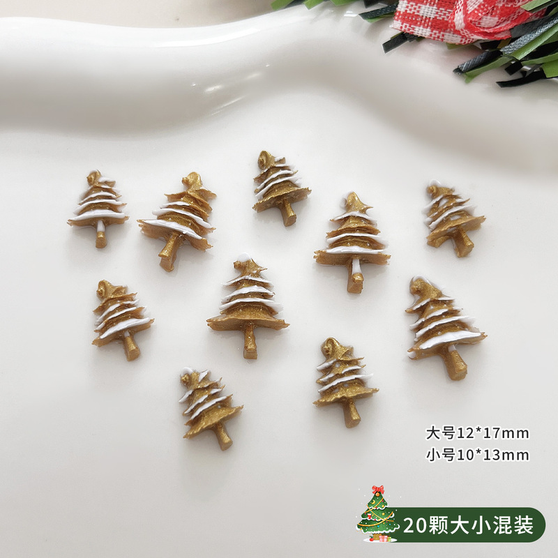 6格圣诞美甲饰品套装穿戴甲立体圣诞树透明雪花树脂指甲钻小配饰|undefined