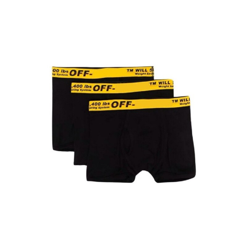 Men's ow classic industrial boxer underwear fashion brand hip hop solid color knitted pure cotton simple European and American breathable 3