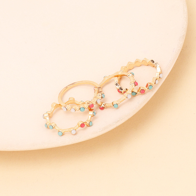 Geometric Pattern Women'S Gender Plating Design Fashion Color Miyuki Beads Fashion Personality Ring Combination Set
