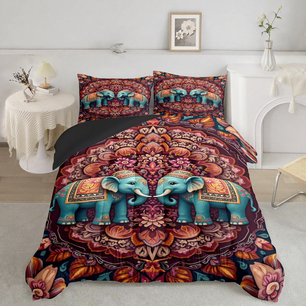 TEMU / JIT mango elefante impresión digital 3D 180gms colcha colcha ajuste de almohada para diseñar