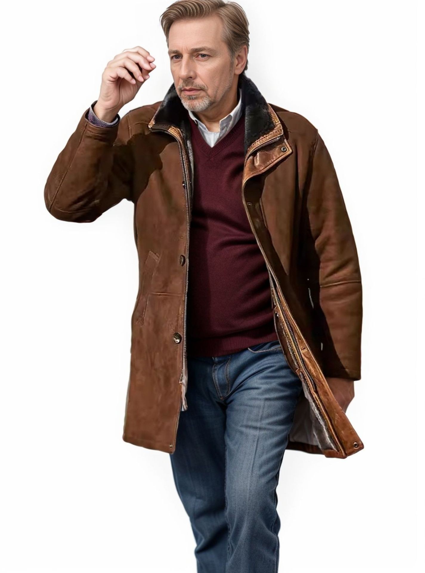 Cappotto uomo in lana a media lunghezza con interno in pelliccia_voghion.com