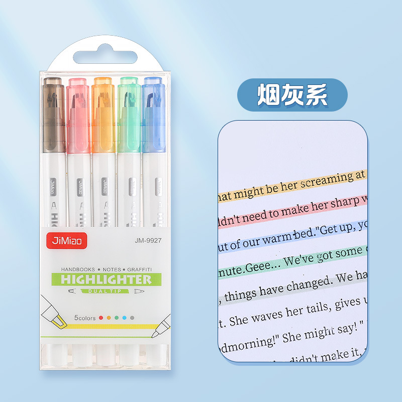 Nueva ventana pluma fluorescente Diario del estudiante pluma de marcado cabeza de la pluma de cristal pluma fluorescente de doble cabeza de alta apariencia papelería