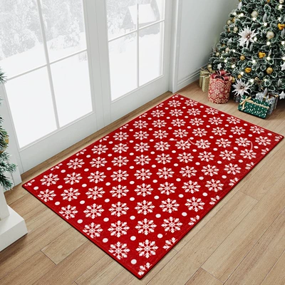 Temu Amazon Christmas Printed Floor Mat Bathroom Non-Slip Water-Absorbent Quick-Drying Foot Mat Entrance Wear-Resistant Decorative Door Mat (Avtomobil döşəmə paspasları) - 0813-classic-christmas-1-4060cm-crystal-velvet