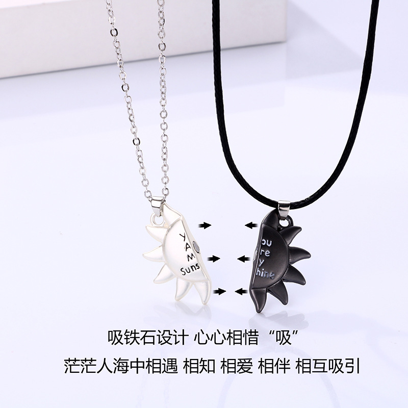 Casual Simple Style Sun Alloy Plating Valentine's Day Couple Pendant Necklace display picture 3