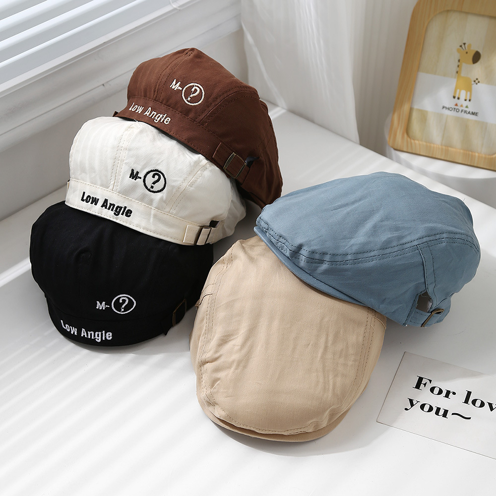 Niños y niñas japoneses primavera y otoño anti-sombrero hacia adelante primavera de moda nicho letras bebés boca de pato boina retro verano