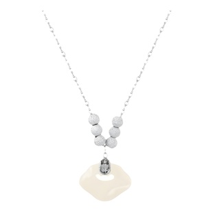 2024 New Hetian Jade S925 Sterling Silver Necklace Simple High-level Color-free Necklace Versatile Antique Clavicle Chain