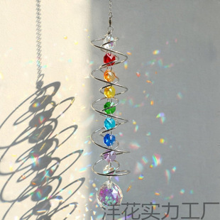 Sun catcher wind chime rainbow manufacture crystal pendant gazing ball spiral tail wind rotation stabilizer hanging decoration
