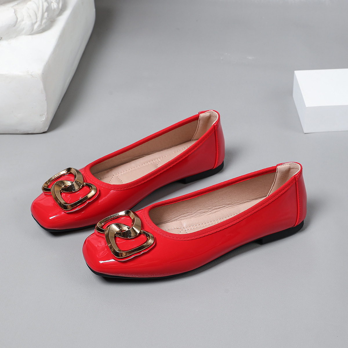 Cross-border Women's Ballet Flats 2026 New Model, Shallow Soft-soled Flat Square-toed Versatile Large-size Loafers_vogvips.com