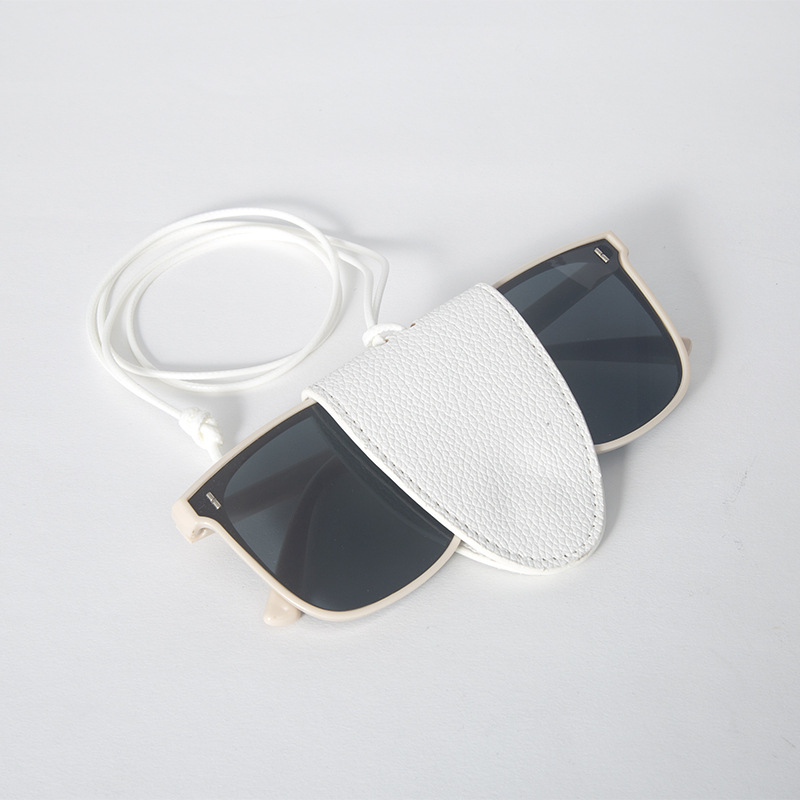 磁気式メガネ収納財布 ブラウンライチ柄 首掛けサングラスホルダー PUレザーメガネバッグ アクセサリー吊り下げ紐 卸売