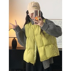 2025秋冬新款圆领宽松白鸭绒马甲女韩版短款坎肩马甲羽绒服外套