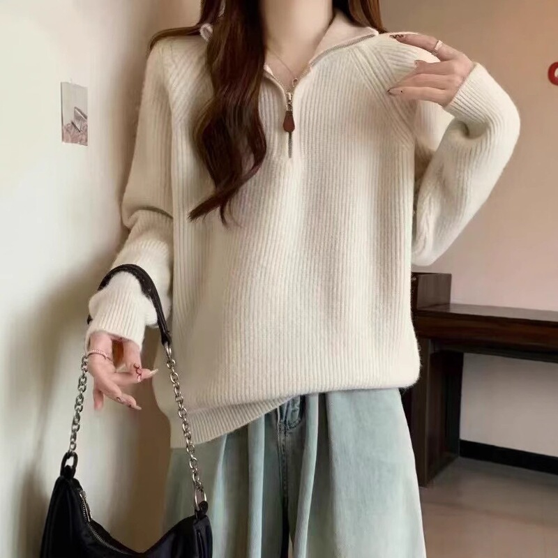 Half-Zip Turtleneck Sweater for Women, Autumn and Winter, Plus Size, Inner Layer Knitwear, Lazy Style, Slimming, Thickened Top for Plus-Size Women Half-Zip Turtleneck Sweater for Women, Autumn and Winter, Plus Size, Inner Layer Knitwear, Lazy Style, Slimming, Thickened Top for Plus-Size Women