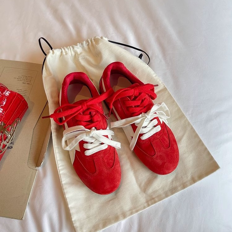 Rose con el mismo nombre de zapatos de entrenamiento de cuero auténtico para mujeres 2025, nuevos zapatos deportivos o casuales de carreras retro Gump rojos