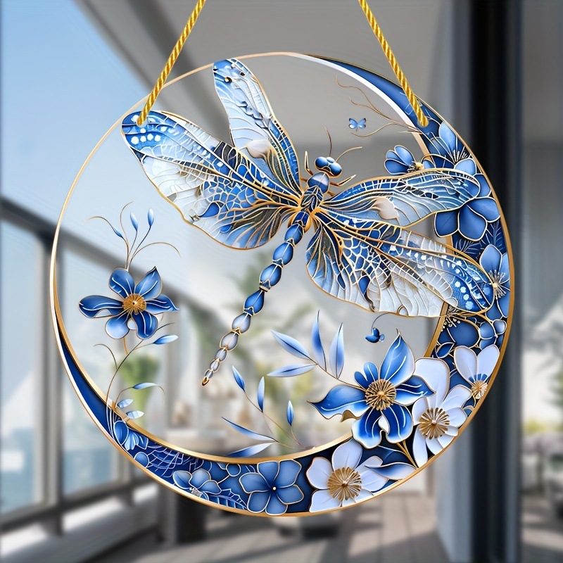 Colgante azul y blanco acrílico captador de sol para la decoración del jardín - perfecto para mudarse o agradecer