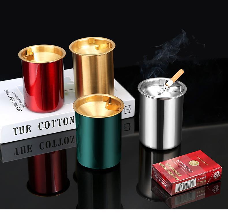 Colorful Funnel Ashtray, Stainless Steel, Household Use, with Lid, Prevents Ash from Scattering, Suitable for Office and Bedroom, Stylish Ashtray, Personalized Windproof