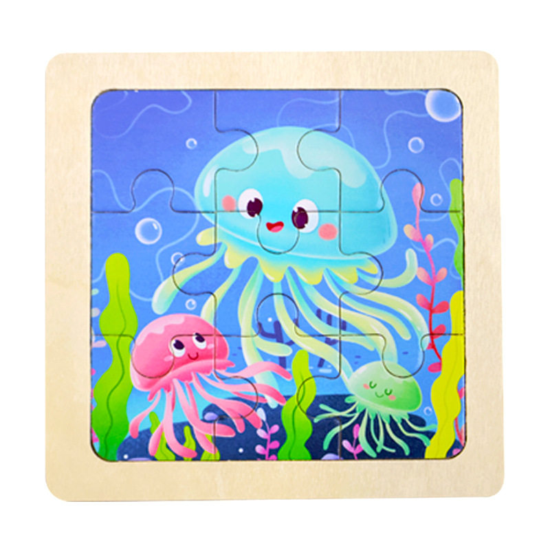 Fábrica directa de niños pequeños 9 piezas de dibujos animados de madera plano rompecabezas puzzle puzzle juguetes de educación temprana para bebés image 44