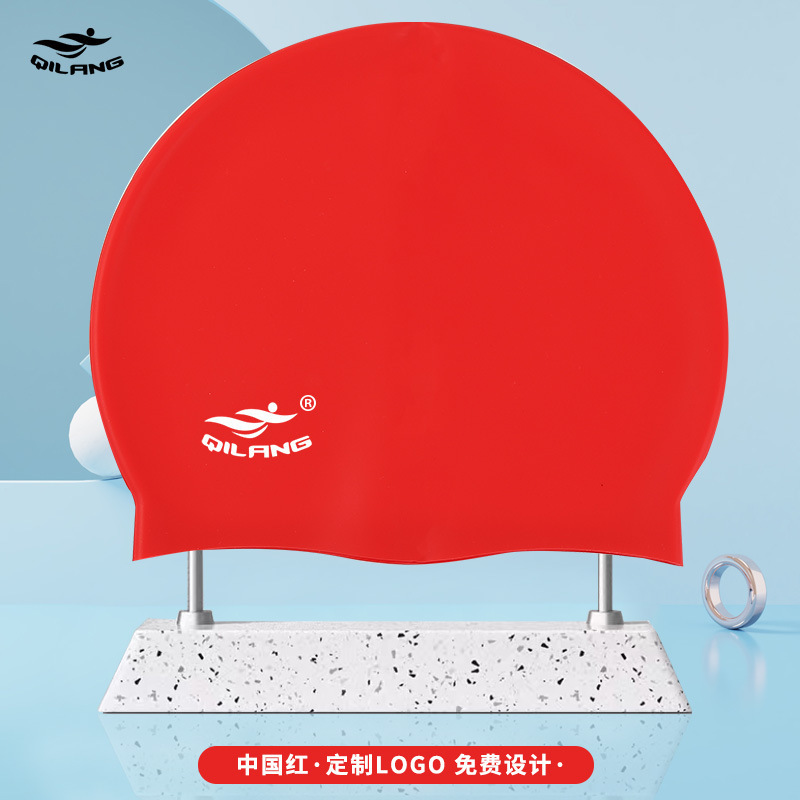 Gorro de baño de silicona para adultos al por mayor grueso 55g niños y niñas impermeable color sólido logotipo impreso gorro de baño fábrica recto