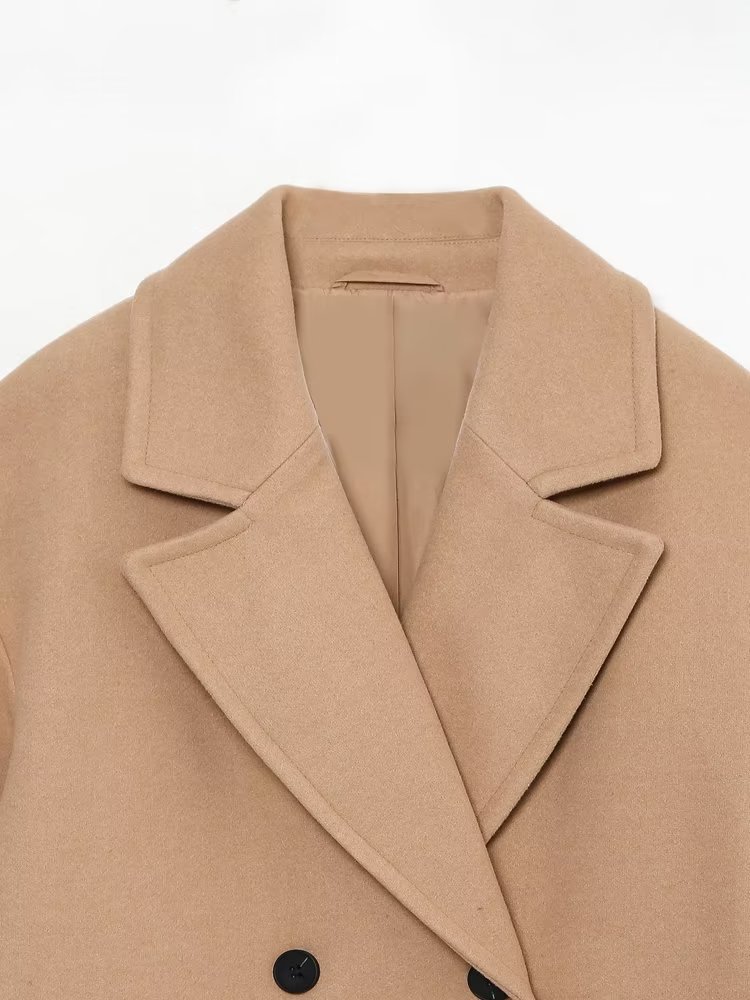 Women Autumn Winter Thick Long Coats Vintage V Neck Long Sleeve Pockets Jackets Fashion 2023 Elegant Female Coats_voghion.com