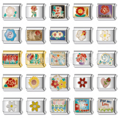 植物と花シリーズの国境を越えた人気商品9MMイタリアンモジュラーブレスレットDIYハンドアクセサリーステンレス鋼素材卸売