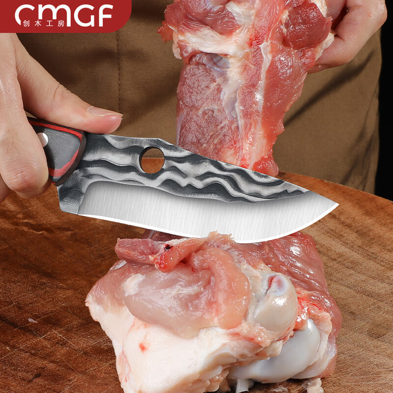 Cortador de corte de carne de cordero multiuso cuchillo de mano roja cuchillo de martillo al aire libre forjado corte de carne mongola hueso