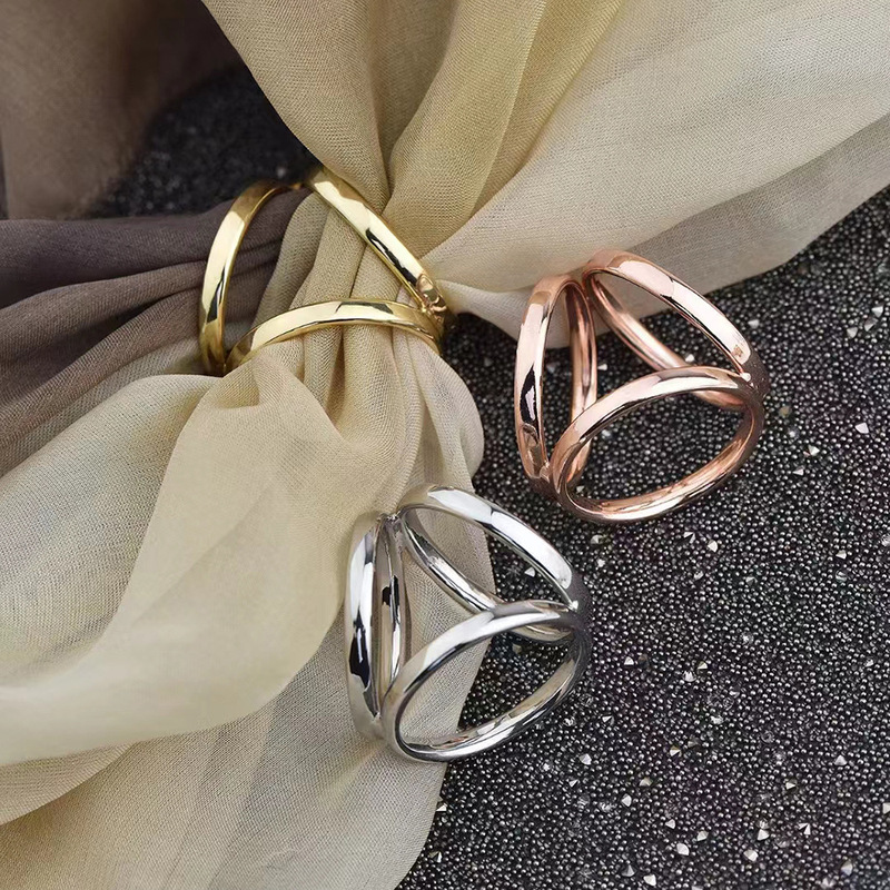 Silk Towel Buckle Women's All-match Corsage Jewelry Simple Dual-use Scarf Corner Square Scarf Buckle Three-ring Shawl Clothes Accessories
