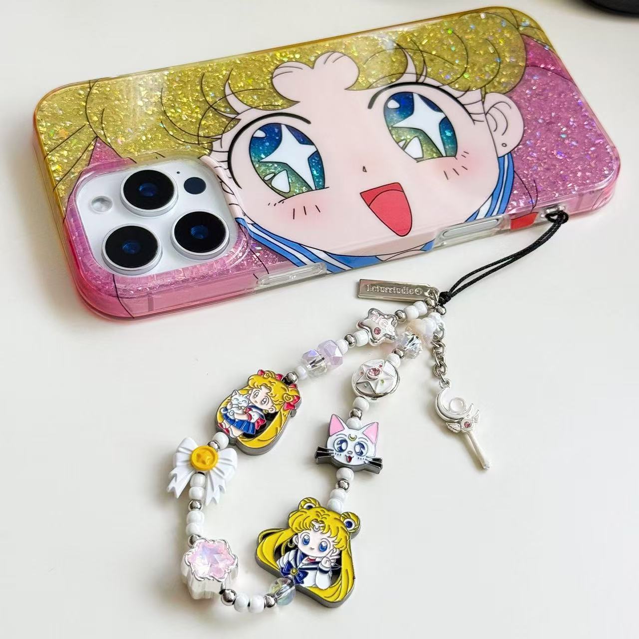 High-Quality Sailor Moon Cute Tsukino Usagi Princess Lanyard Metal Mobile Phone Chain Universal Two-Color